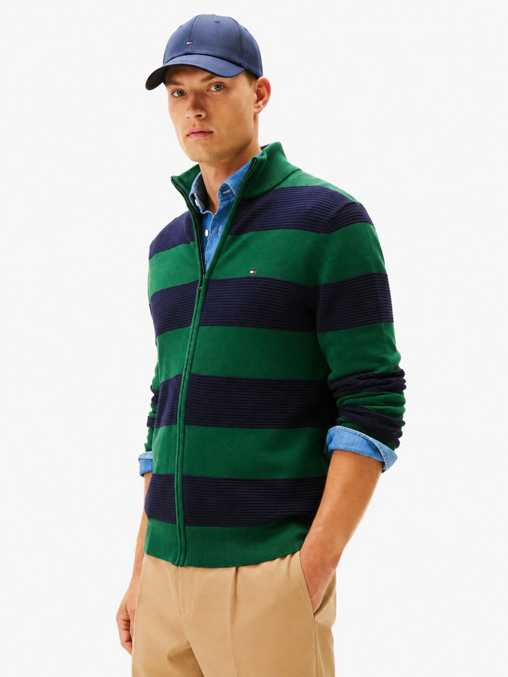 Zip Thru Striped Sweater