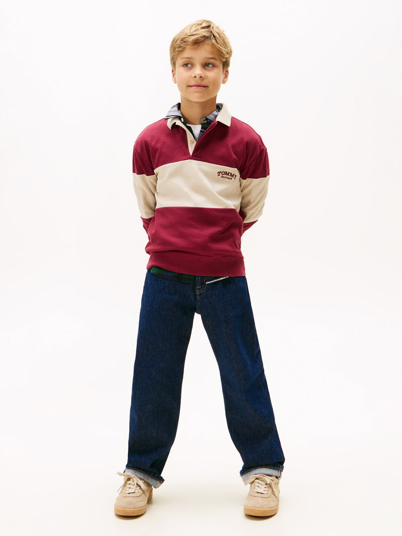 Kids Long-Sleeve Color Block Polo