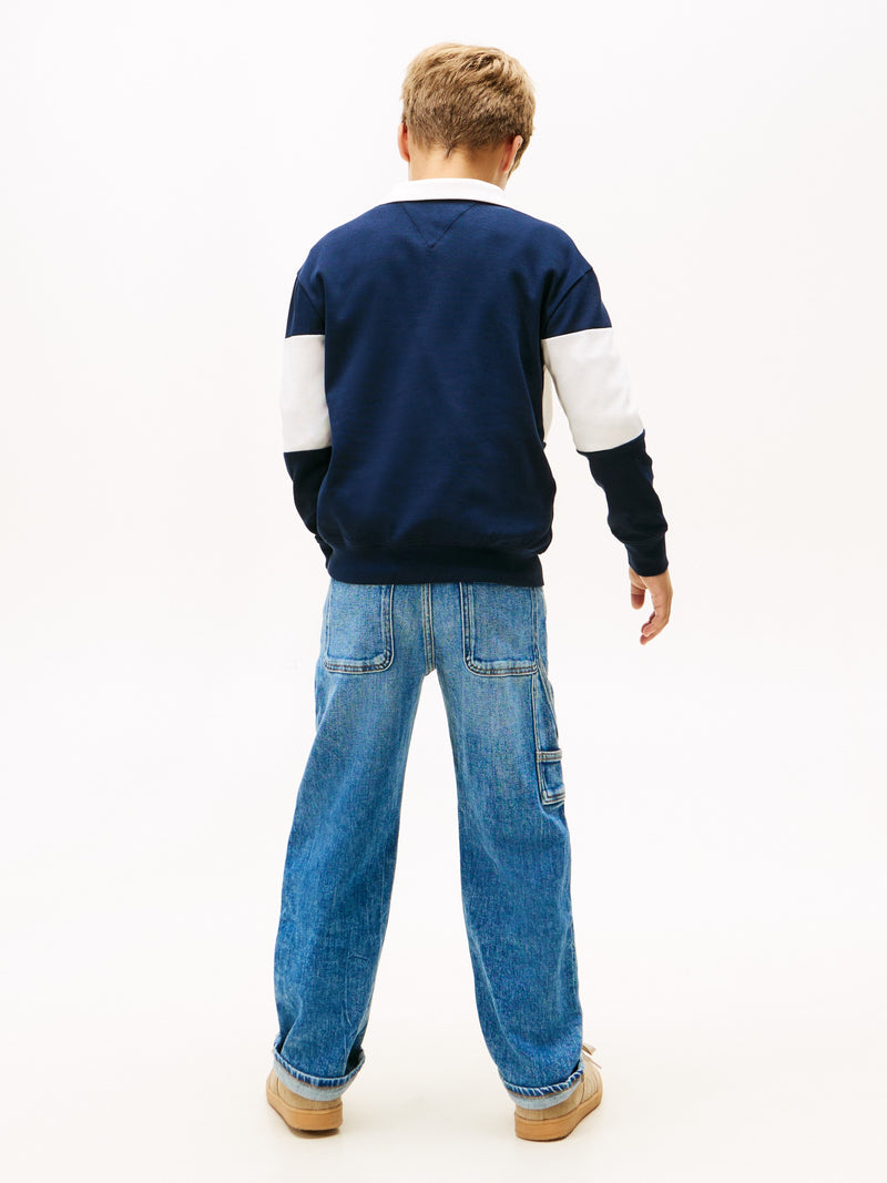 Kids Long-Sleeve Color Block Polo