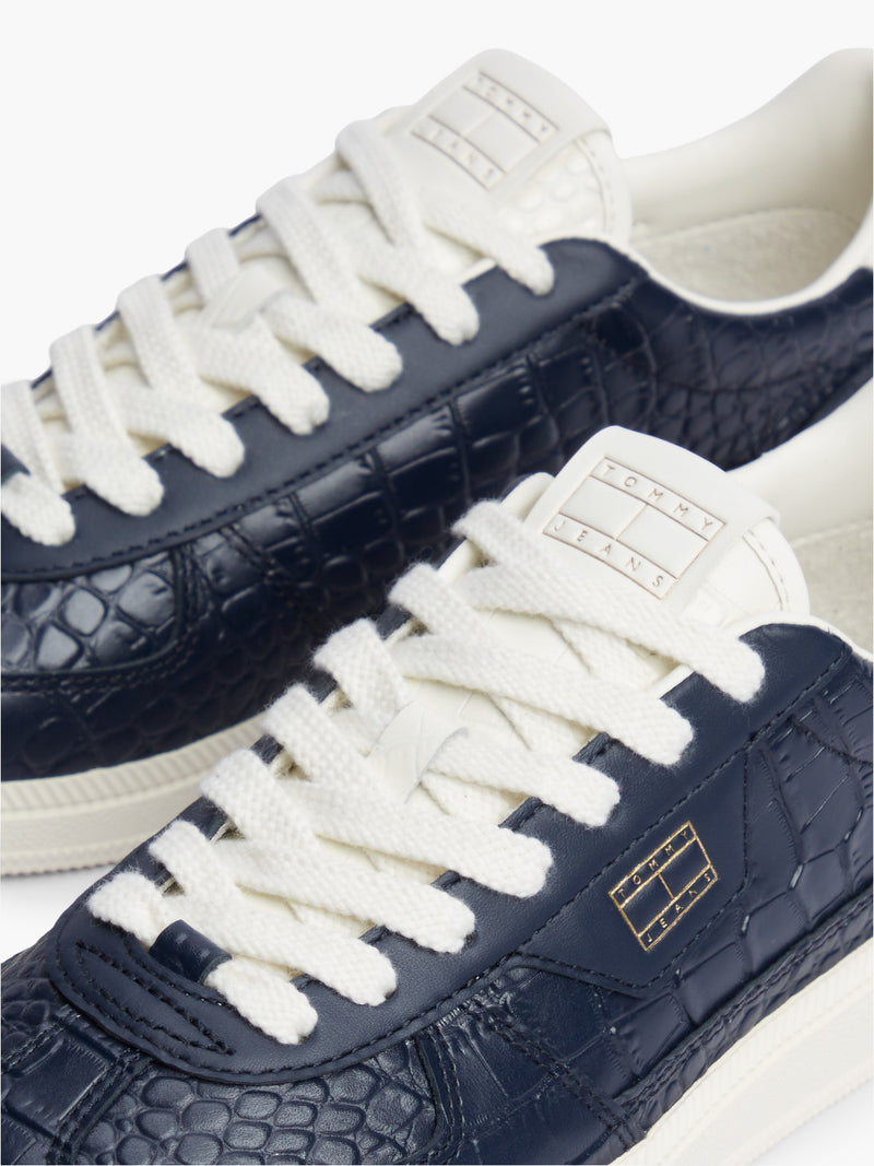 Women Croco Embossed Low Profile Sneaker