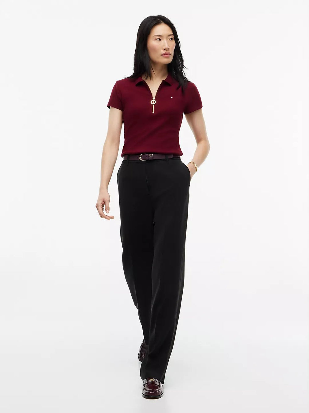 Solid Slim Fit Half Sleeve Ribbed Polo