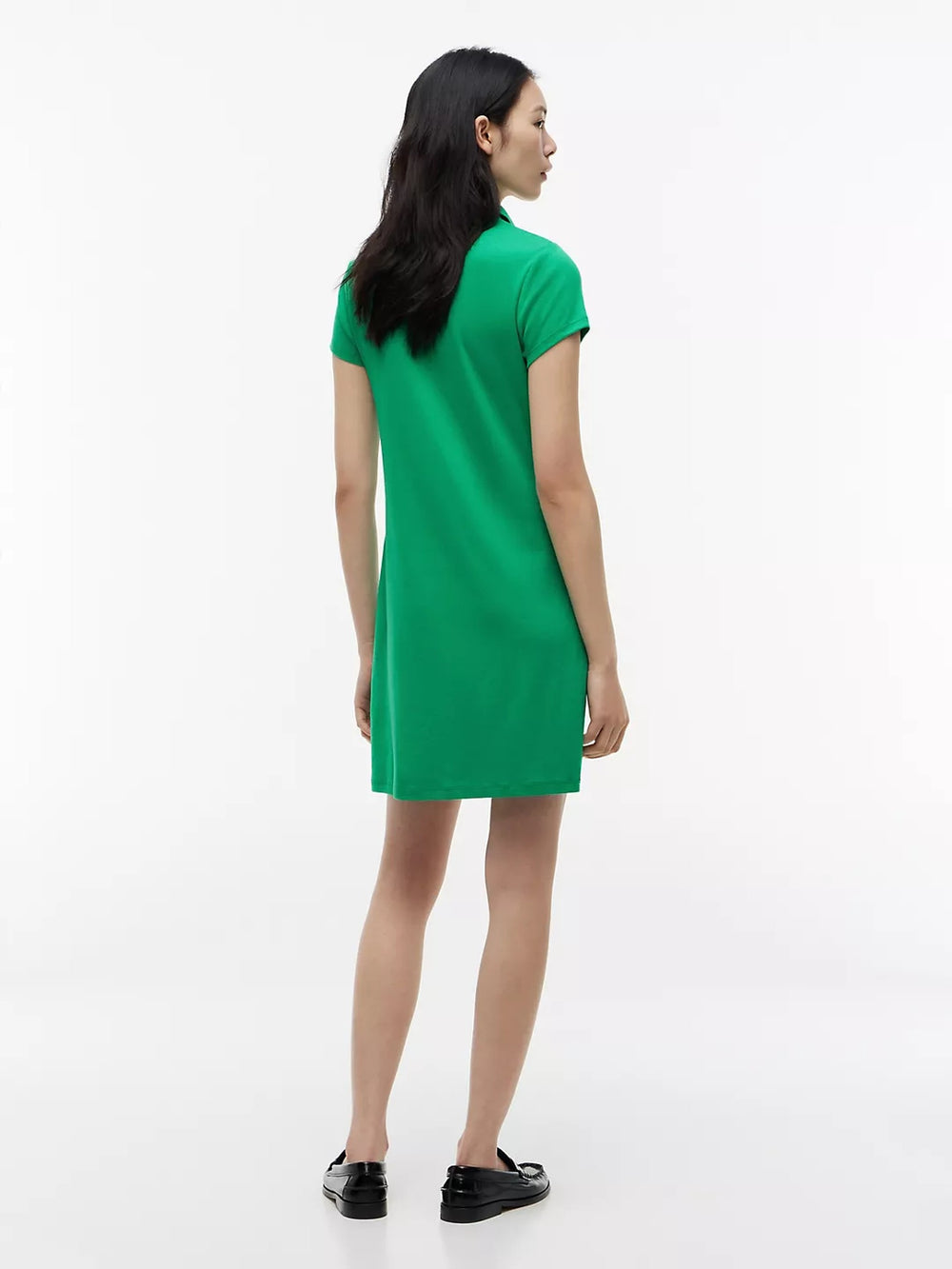 Half Sleeve Solid Fave Rib Bodycon Polo Dress
