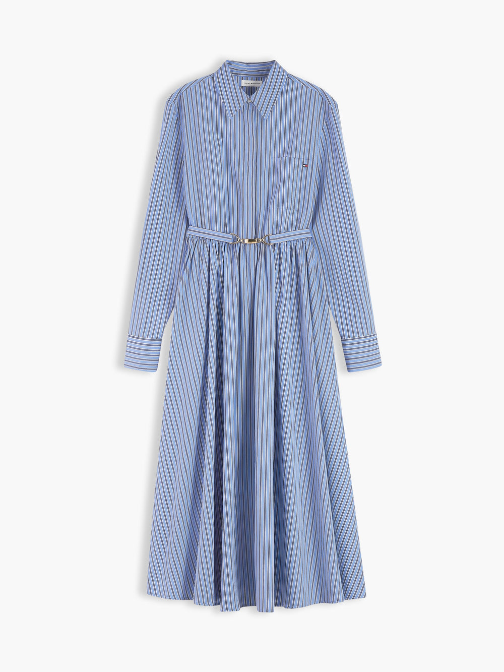 Full Sleeve Stripe Cotton Shirt Dress