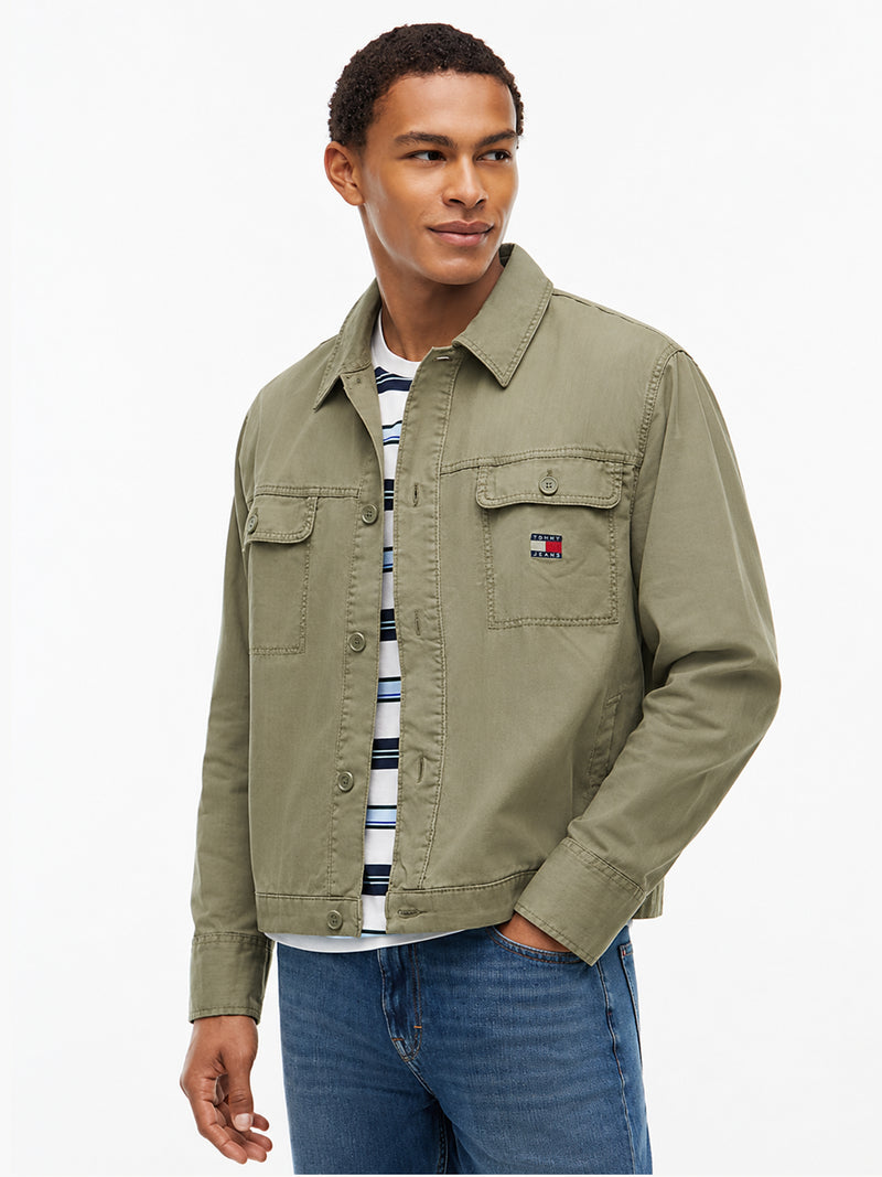Oversized Fit Solid Overshirt Shirt