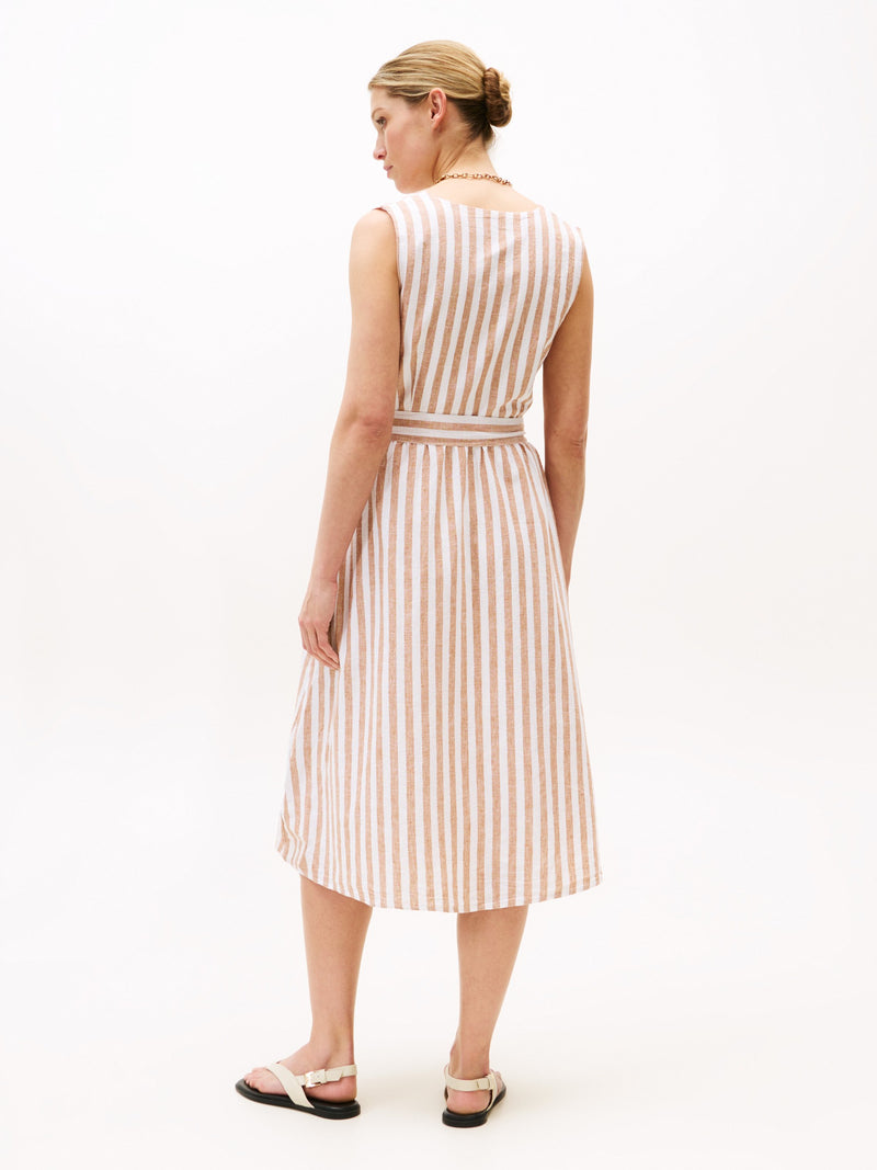 Sleeveless Stripe Linen Fit & Flare Dress