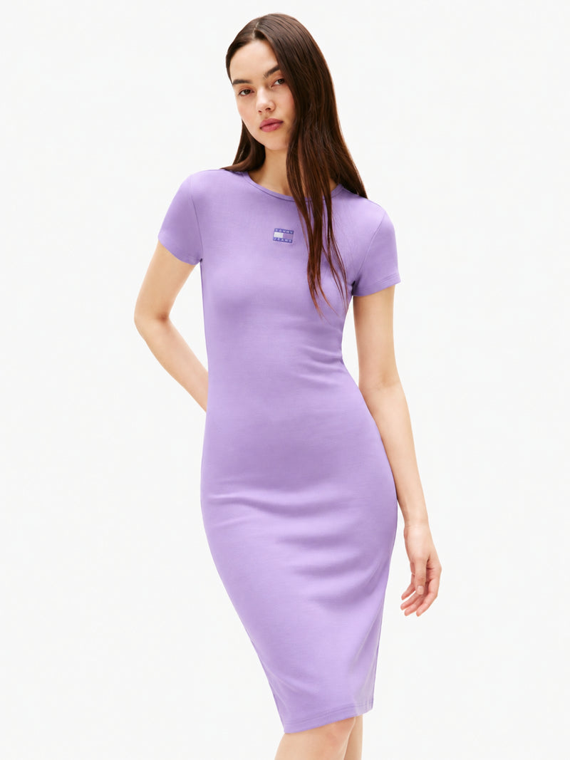 Short Sleeve Solid Ribbed Bodycon Dress
