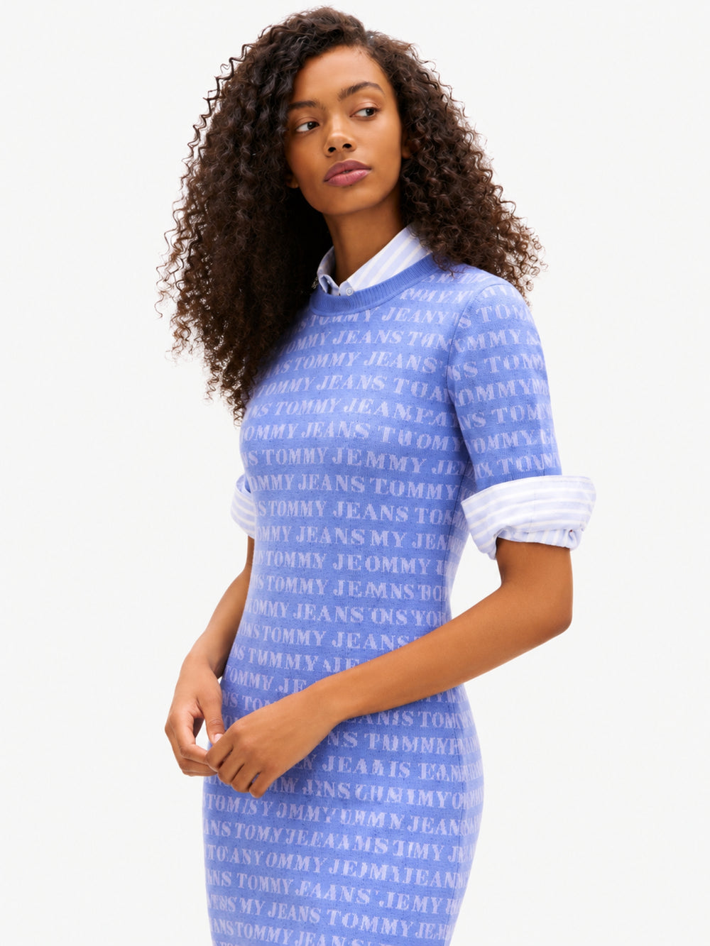 Short Sleeve Aop Sweater Bodycon Dress