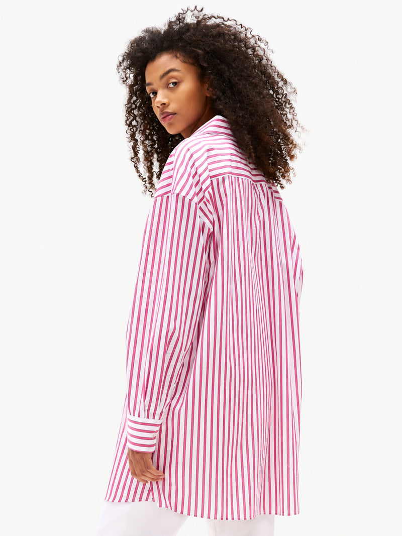 Full Sleeve Stripe Poplin Shift Dress