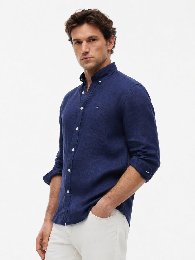 Regular Fit Solid Linen Shirt