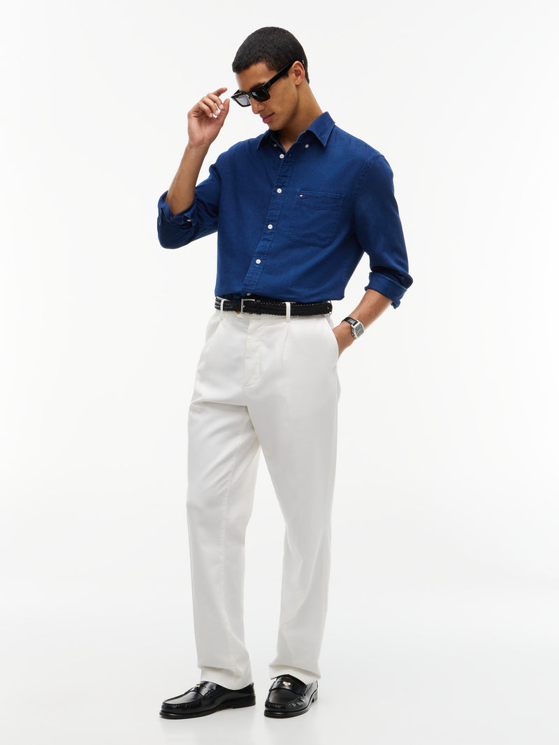 Regular Fit Solid Chambray Shirt