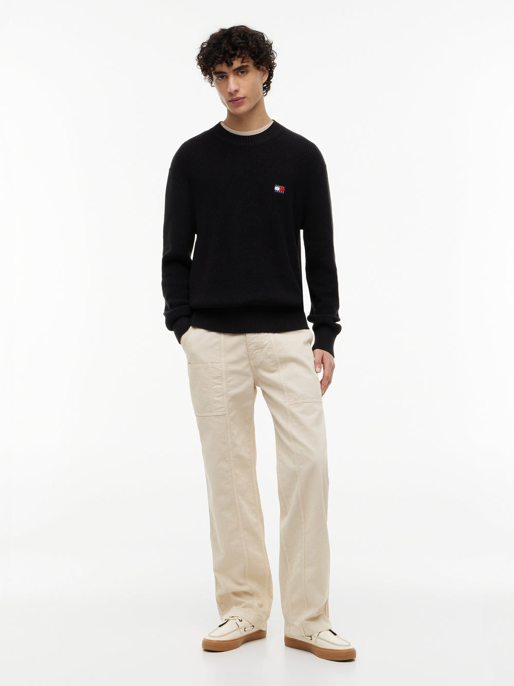 Regular Fit Badge Loose Knit Pullover