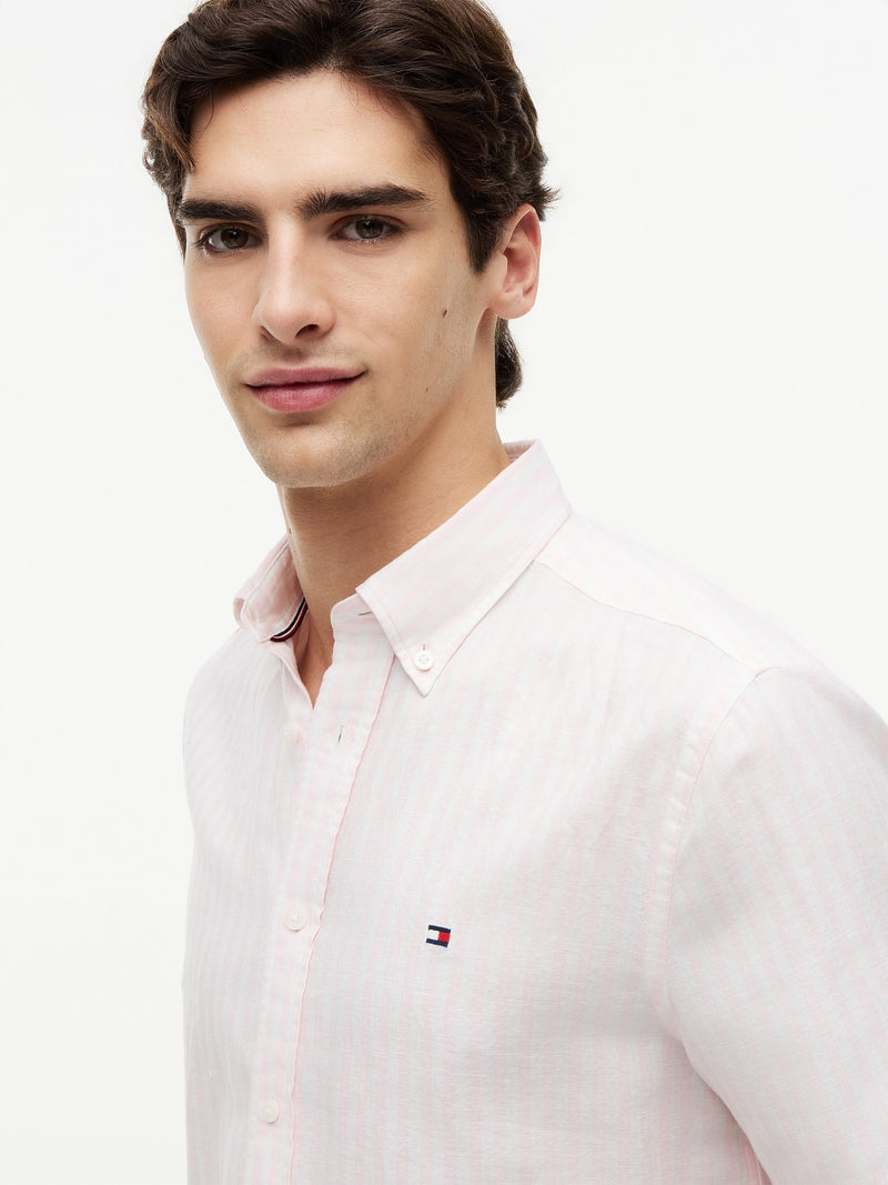 Regular Fit Stripe Ctn Linen Shirt