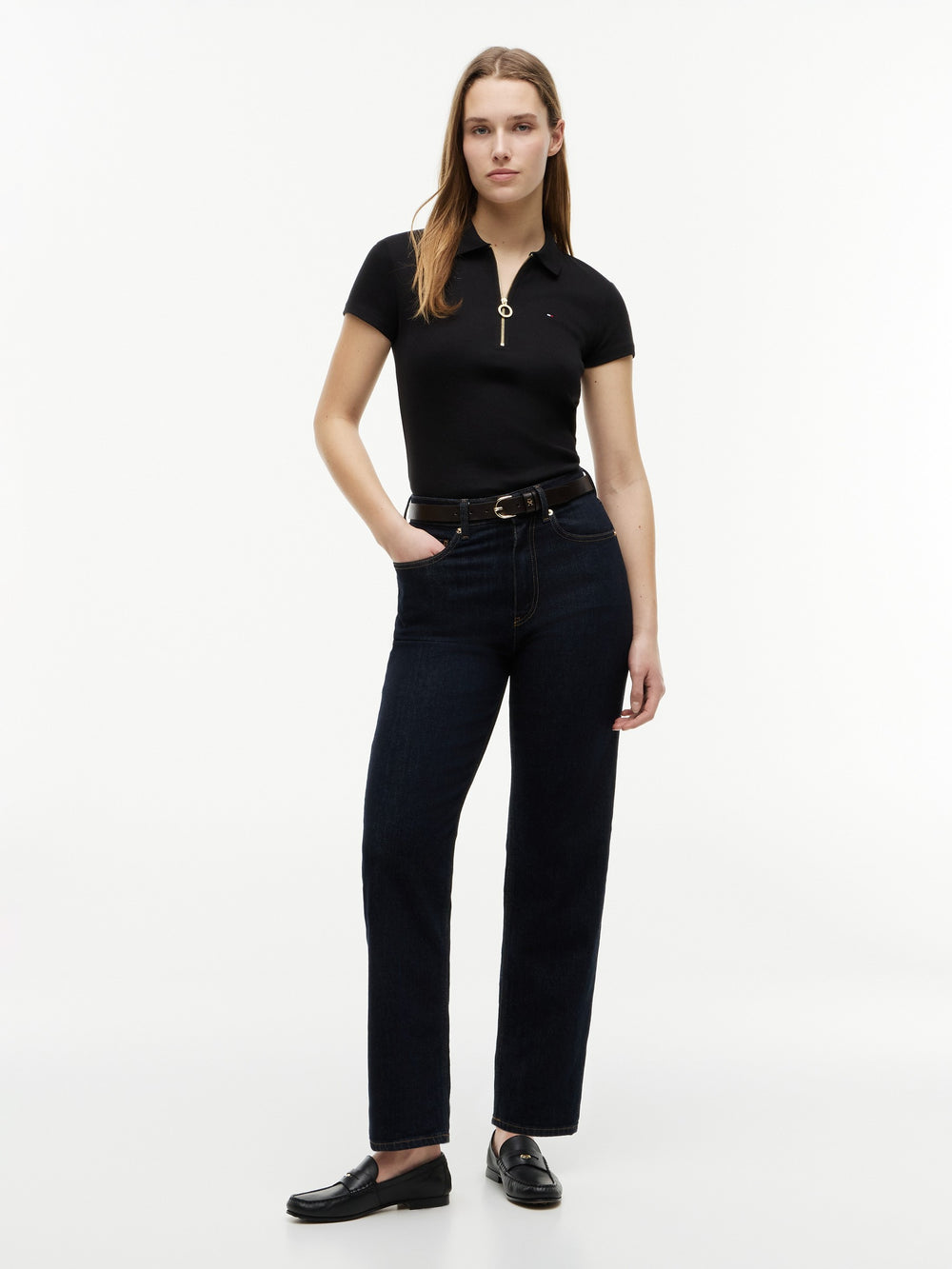 Solid Slim Fit Half Sleeve Ribbed Polo