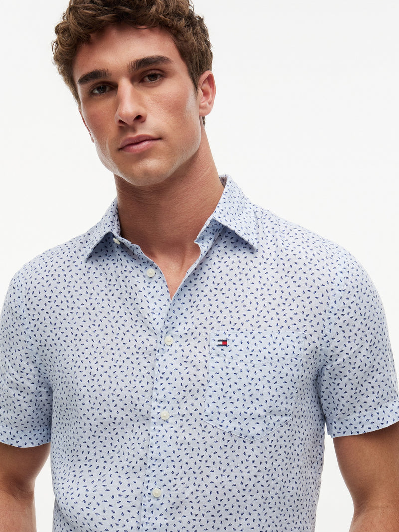 Regular Fit Print Linen Shirt