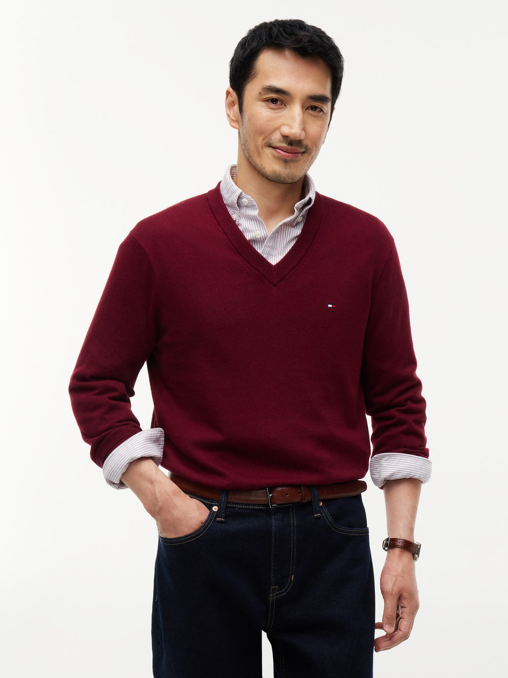 V Neck Cotton Cashmere Sweater
