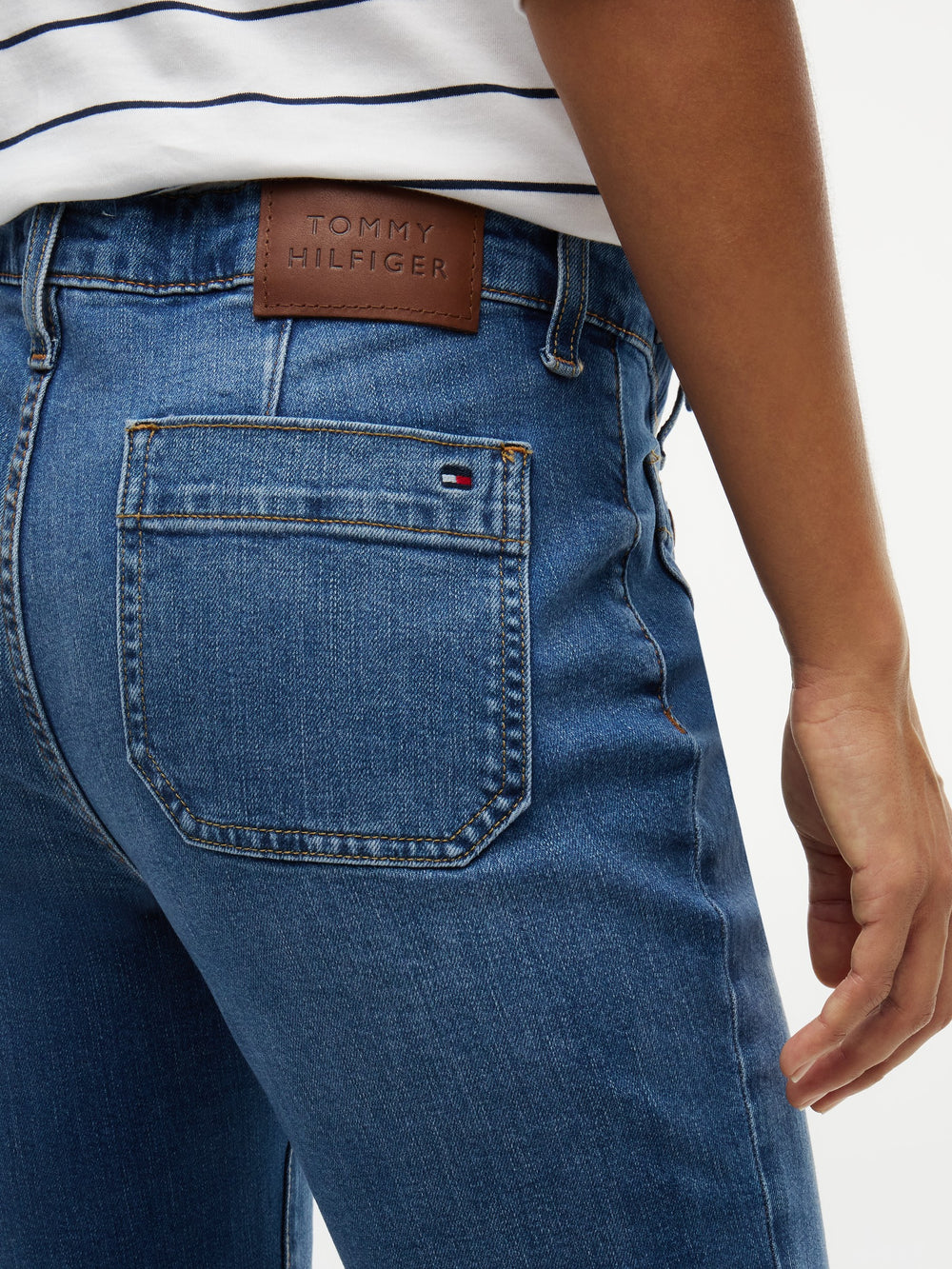 Mid Rise Mid Wash Stretch Bootcut Jeans