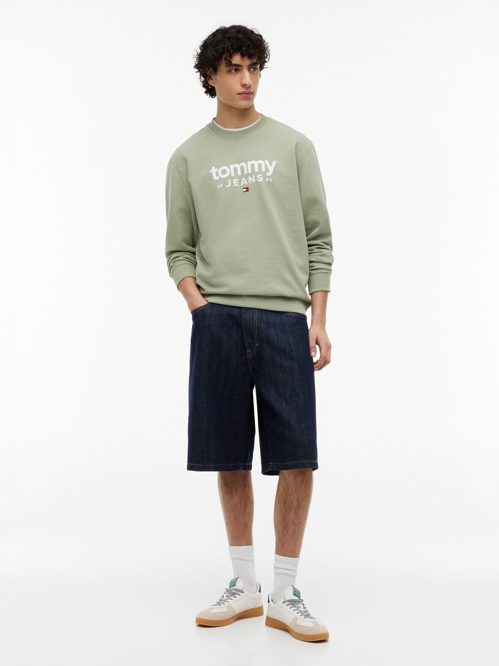 Regular Fit Suede Terry Crew Neck Sweatshirt