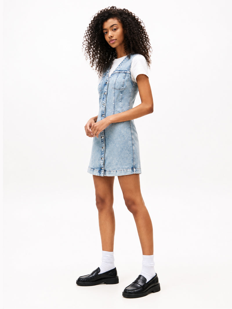 Sleeveless Solid Denim Bodycon Dress