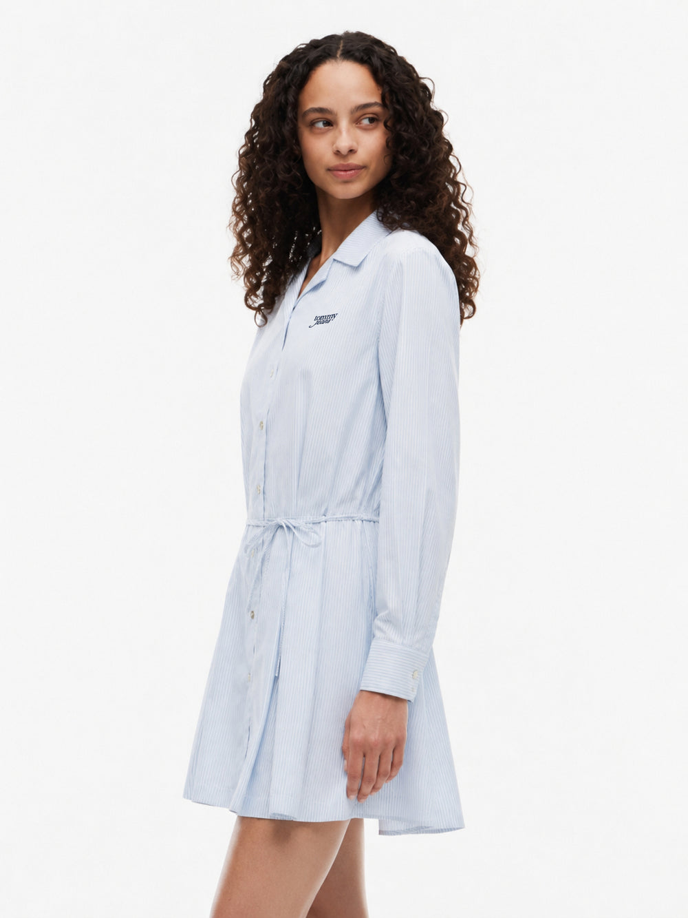 Half Sleeve Solid Cotton Blend Shirt Dress