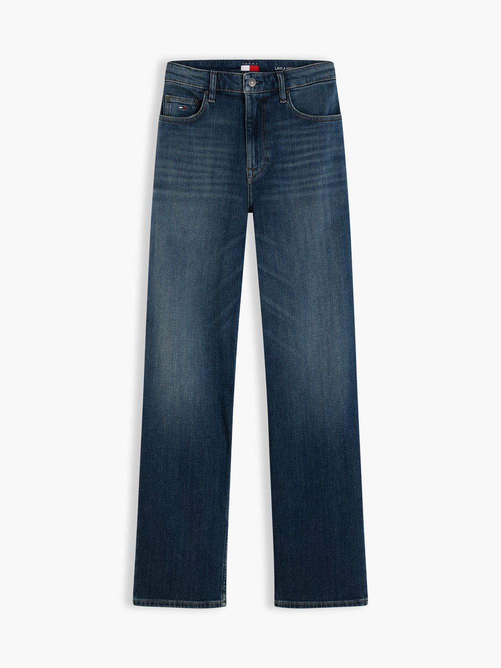 Women High Rise Dark Wash Stretch Straight Jeans