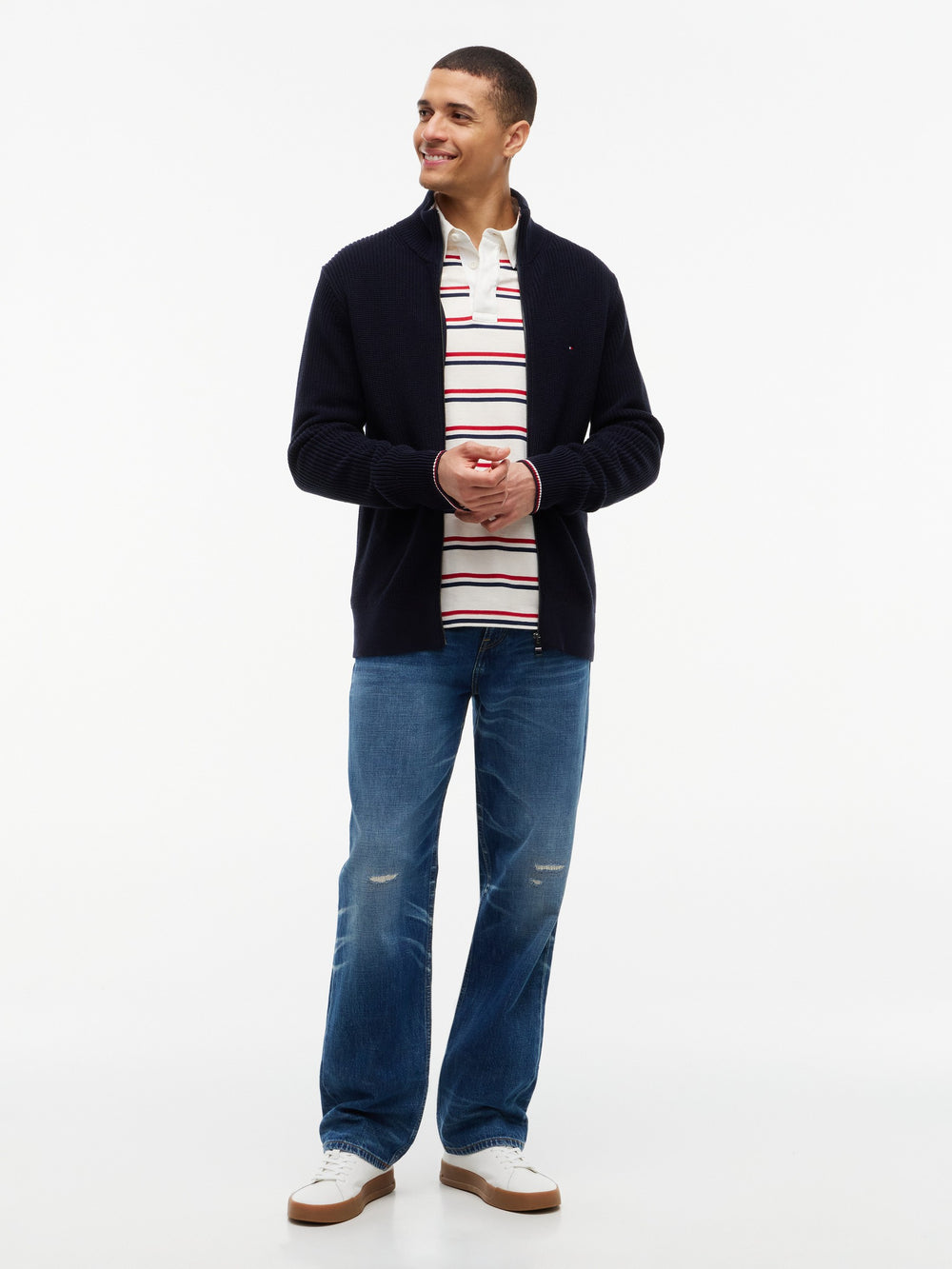 Zip Thru Cable Knit Sweater