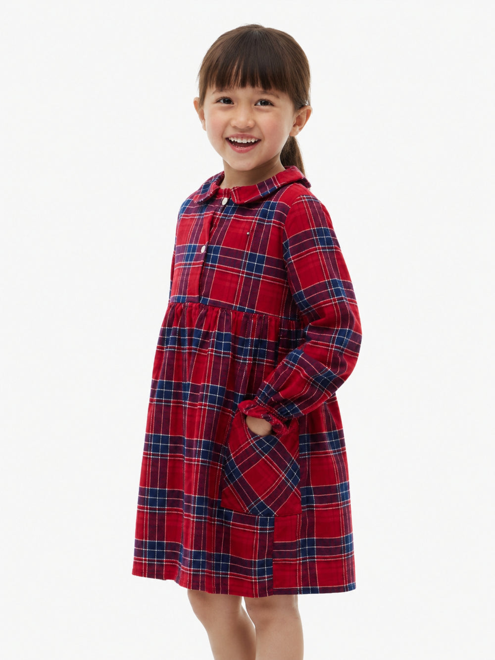 Kids Long-Sleeve Check Shirt Dress