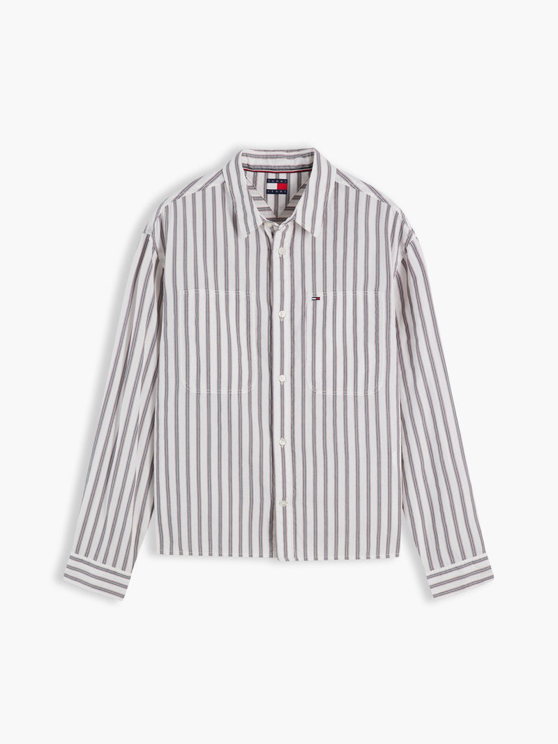 Boxy Fit Stripe Textured Shirt