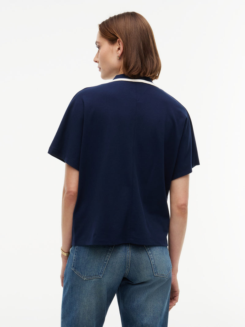 Solid Relaxed Fit Half Sleeve Pique Polo