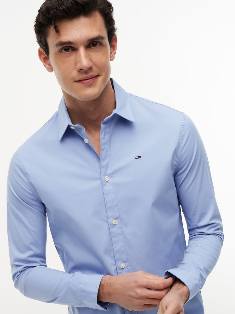 Slim Fit Solid Stretch Poplin Shirt