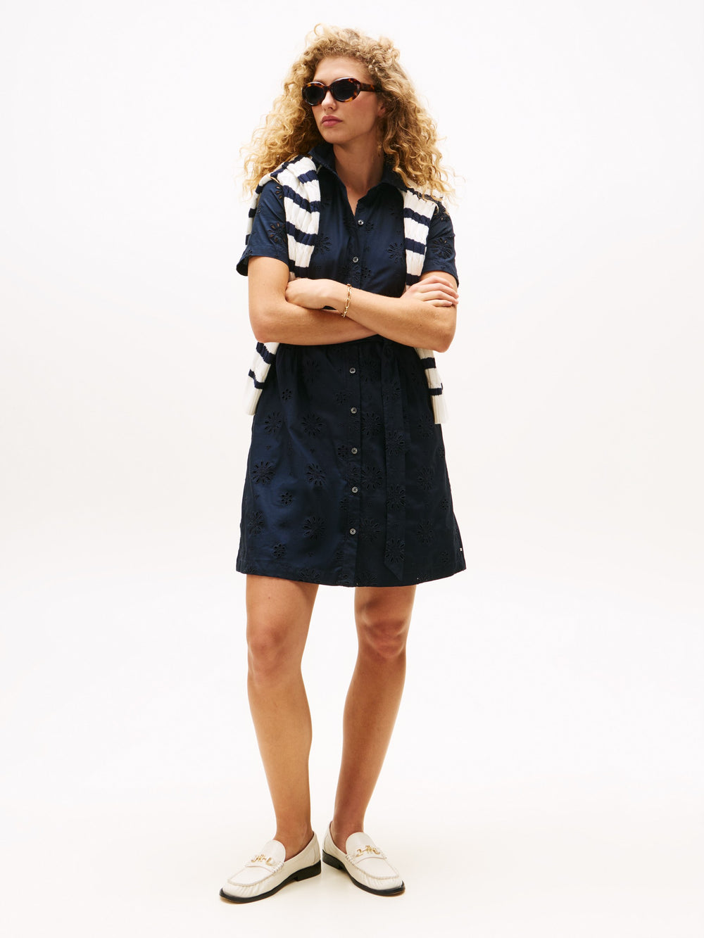 Half Sleeve Solid Poplin Shirt Dress