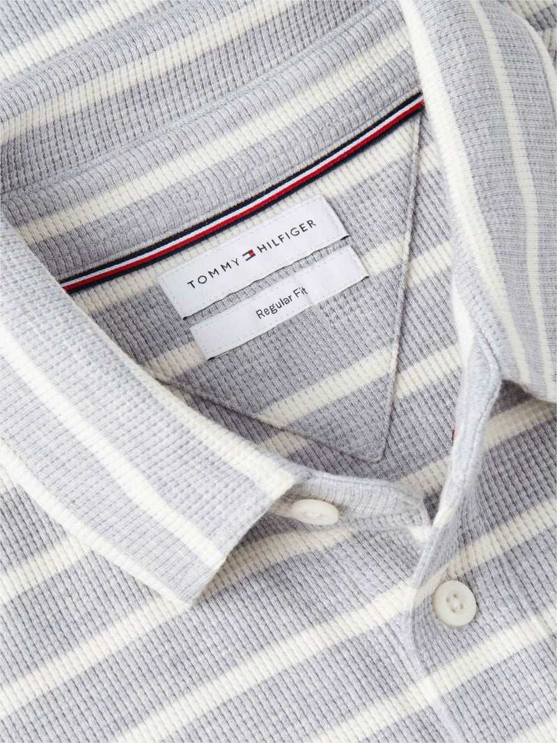Long Sleeve Solid Textured Polo