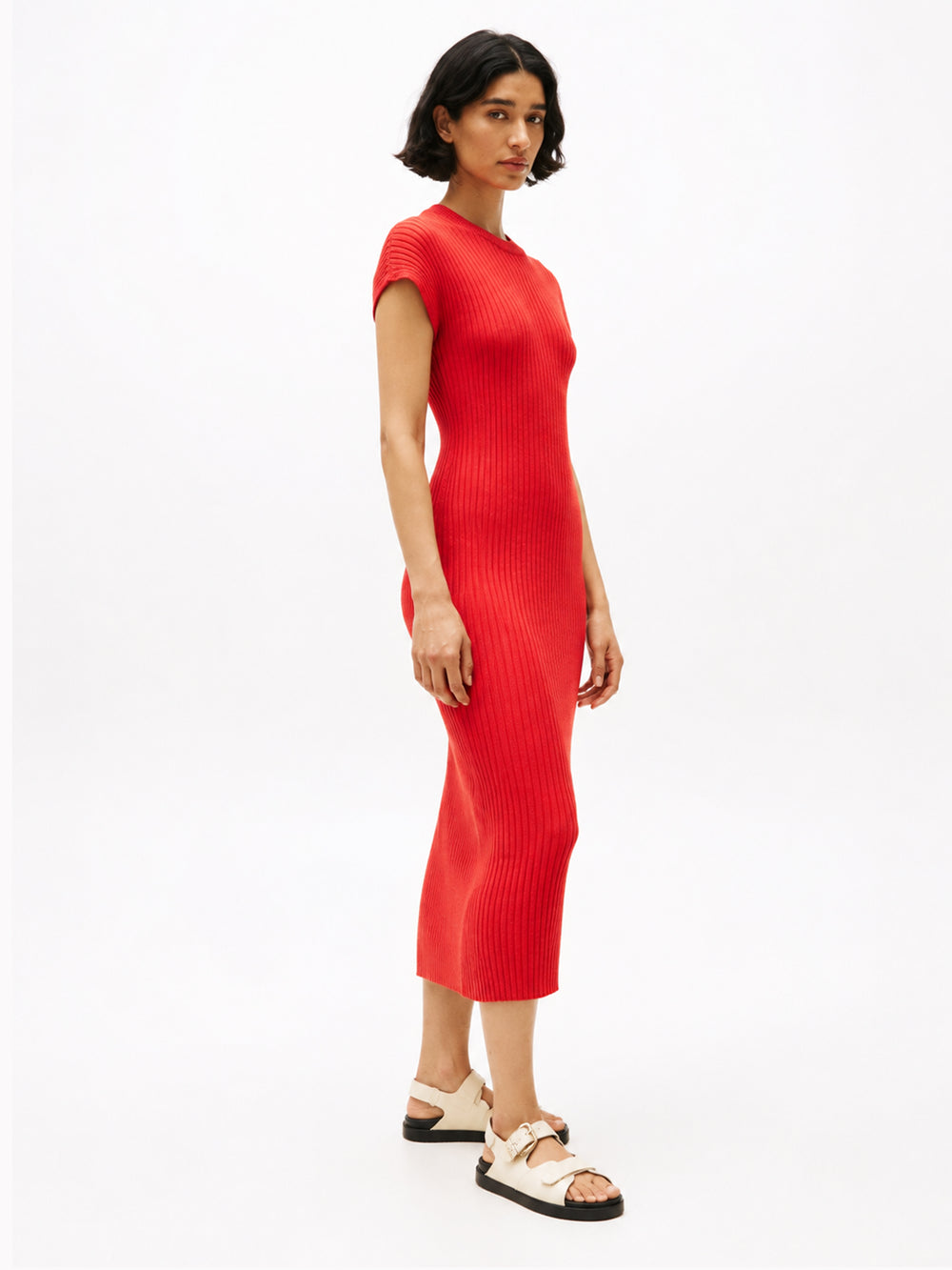 Short Sleeve Solid Viscose Bodycon Dress