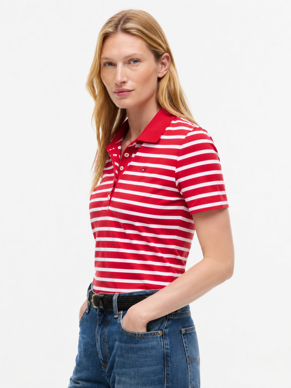 Stripe Regular Fit Half Sleeve Pique Polo