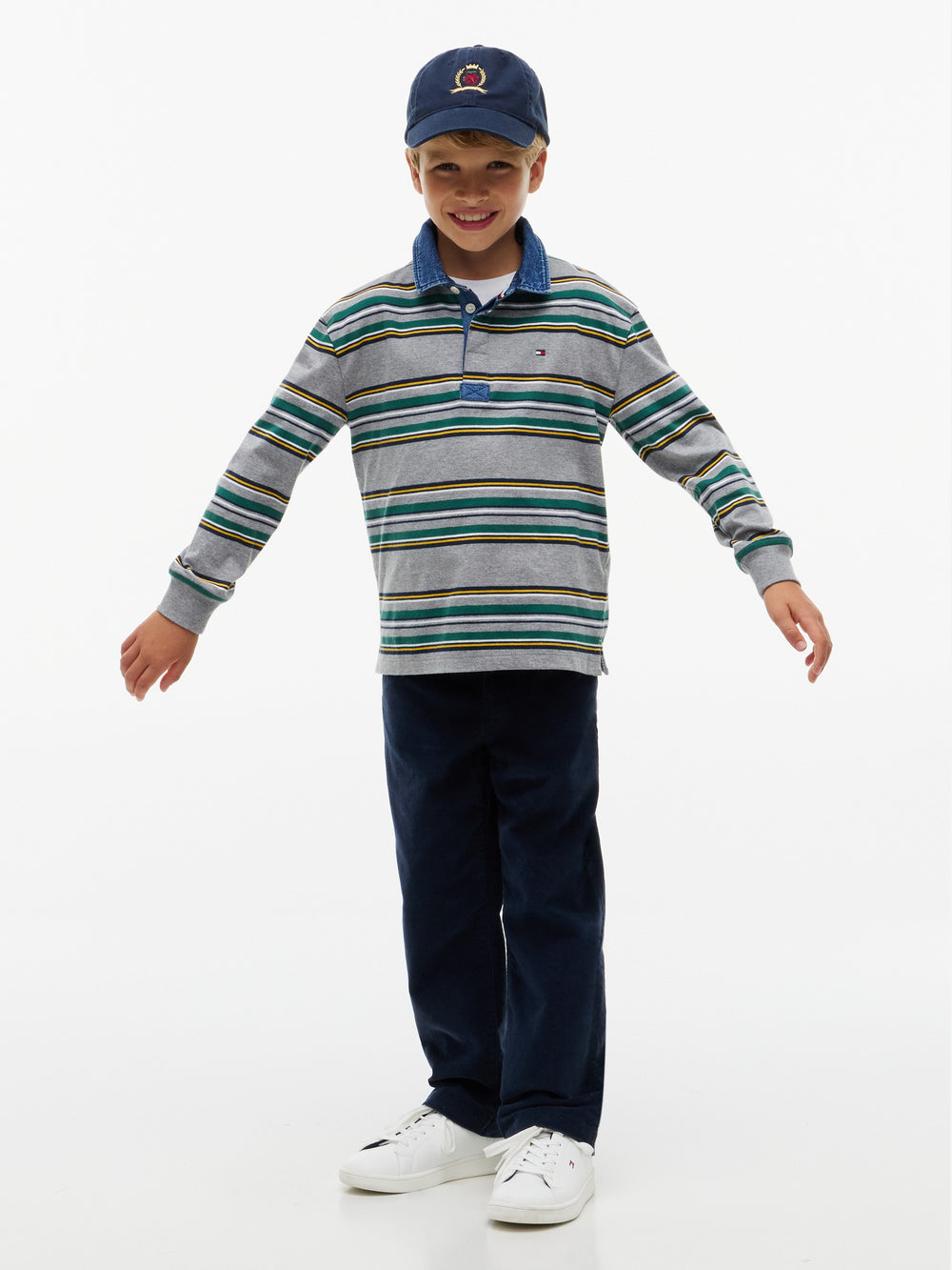 Kids Long-Sleeve Stripe Polo