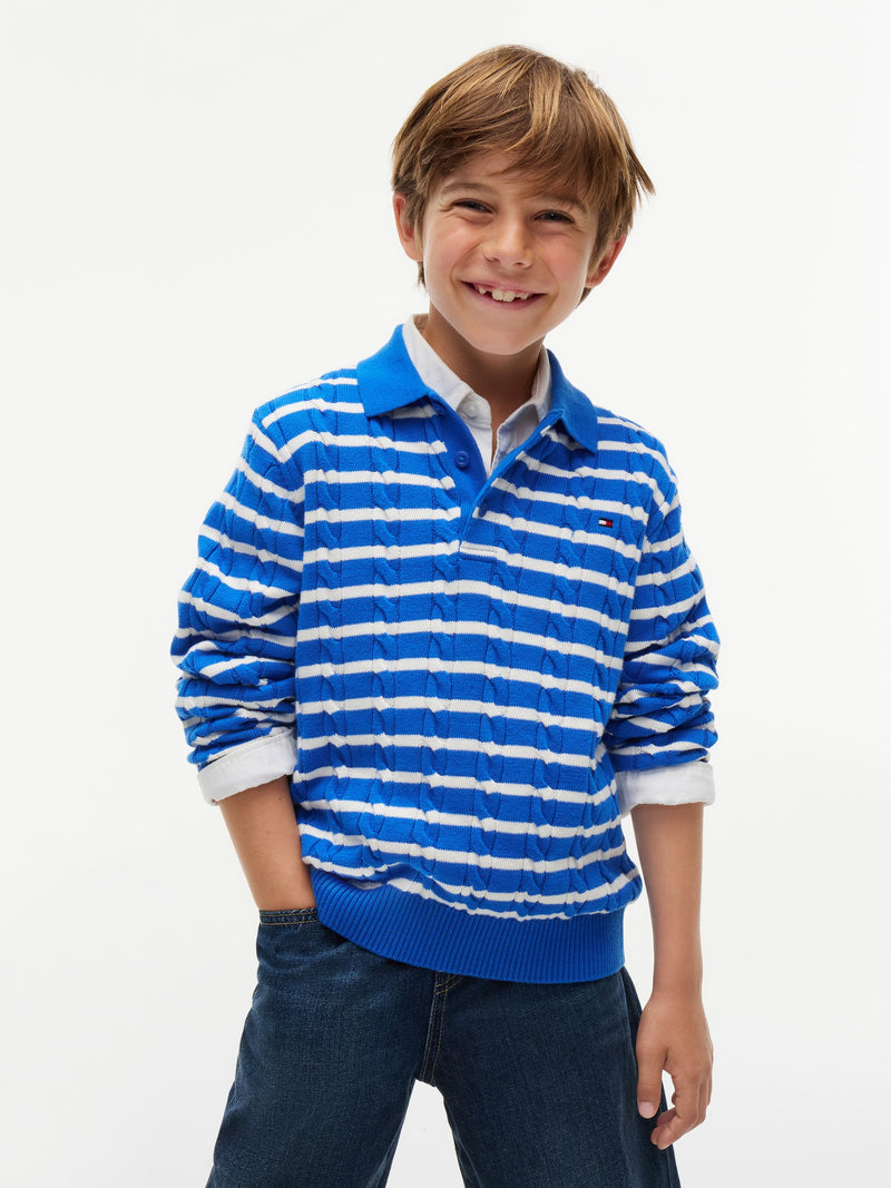 Kids Cable Knit Sweater Polo
