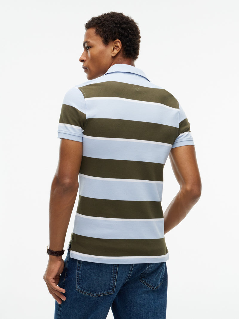 Slim Fit Striped Pique Polo