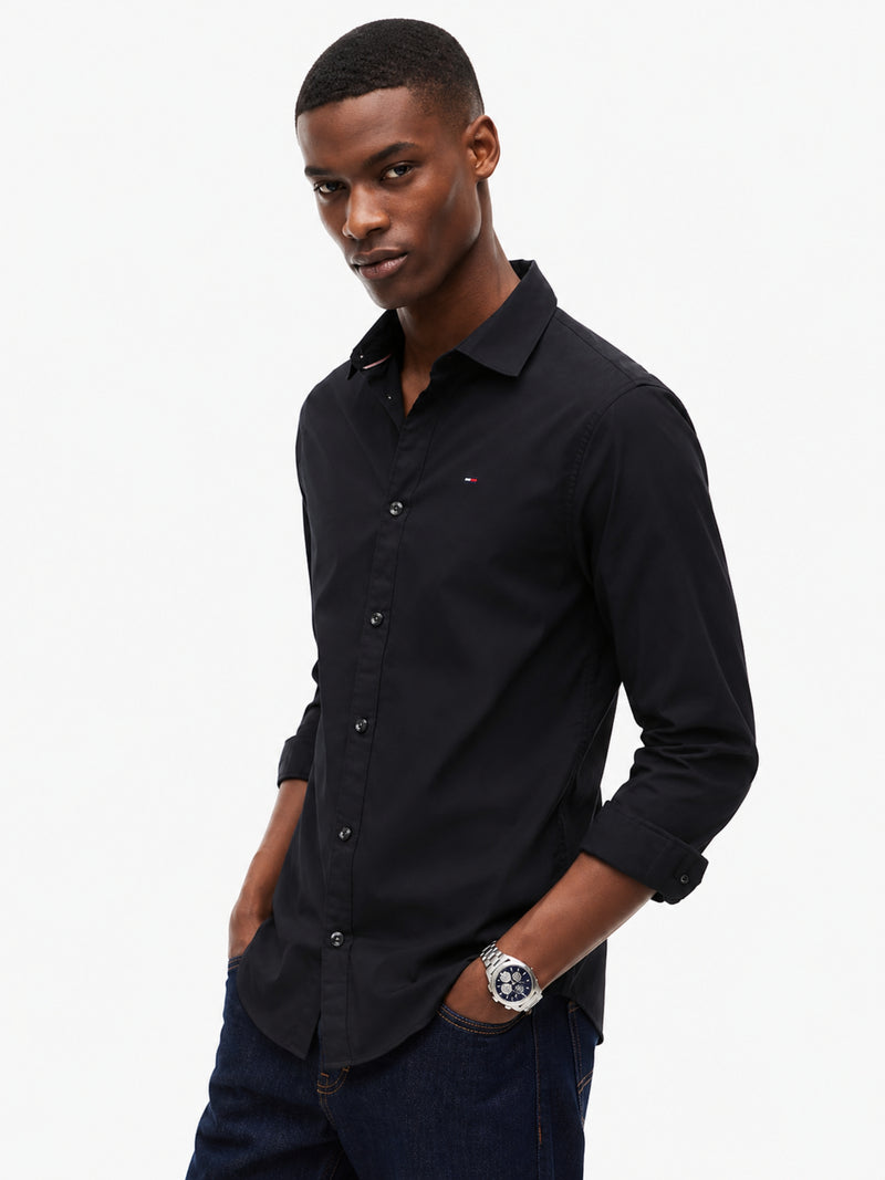 Slim Fit Solid Stretch Poplin Shirt