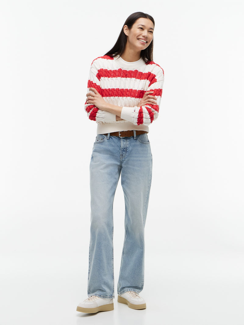 Low Rise Light Wash Stretch Straight Jeans
