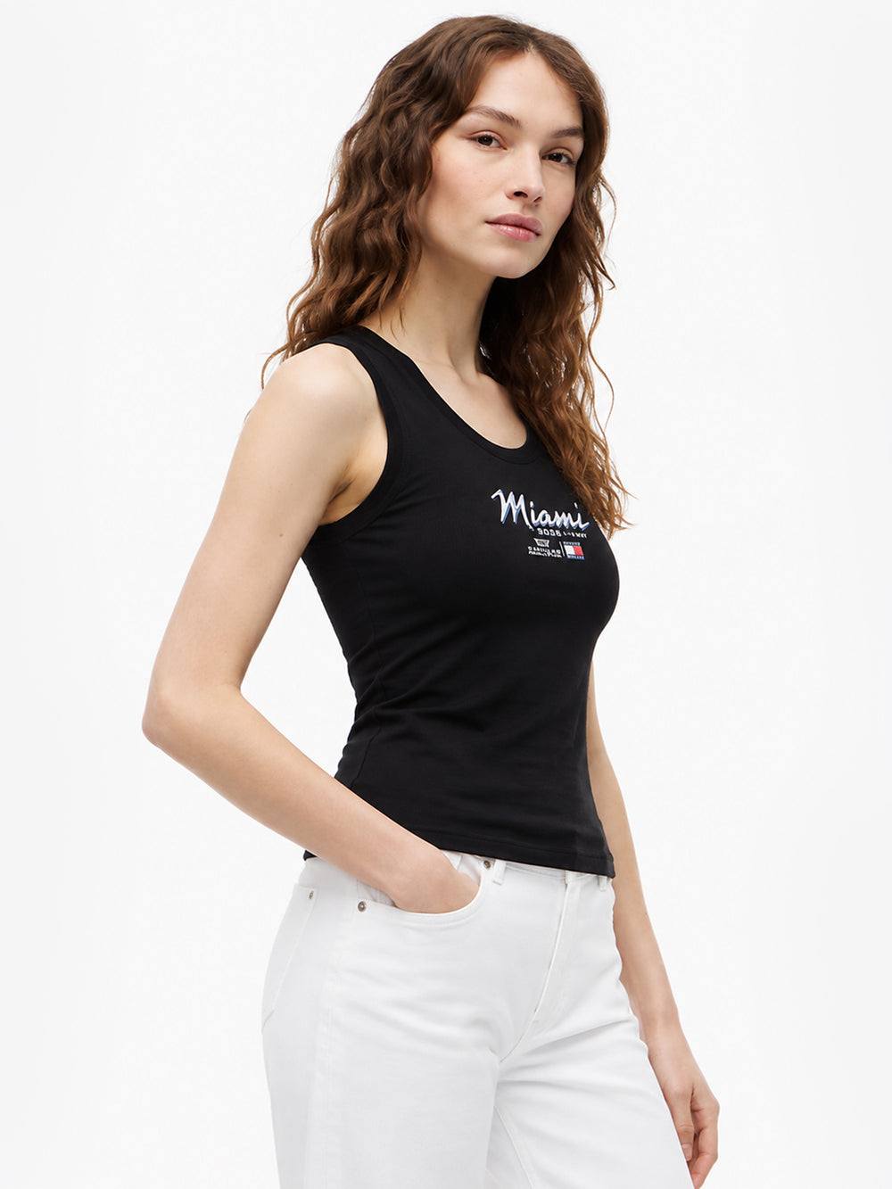Solid Slim Fit Sleeveless Cotton Jersey T-Shirt