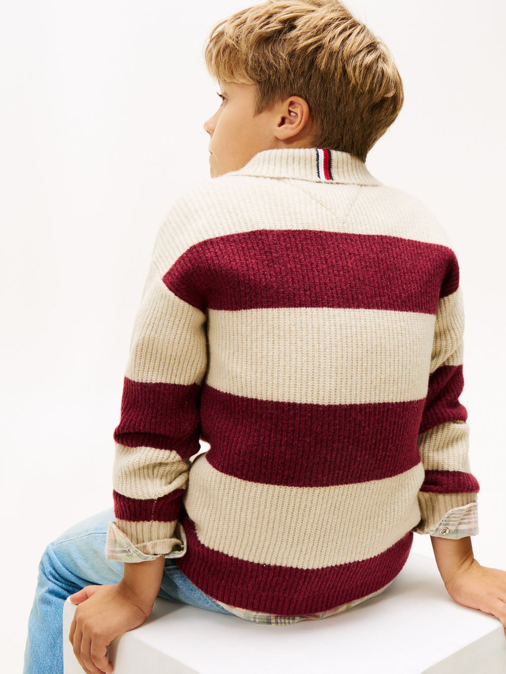 Kids Stripe Quarter Zip Sweater