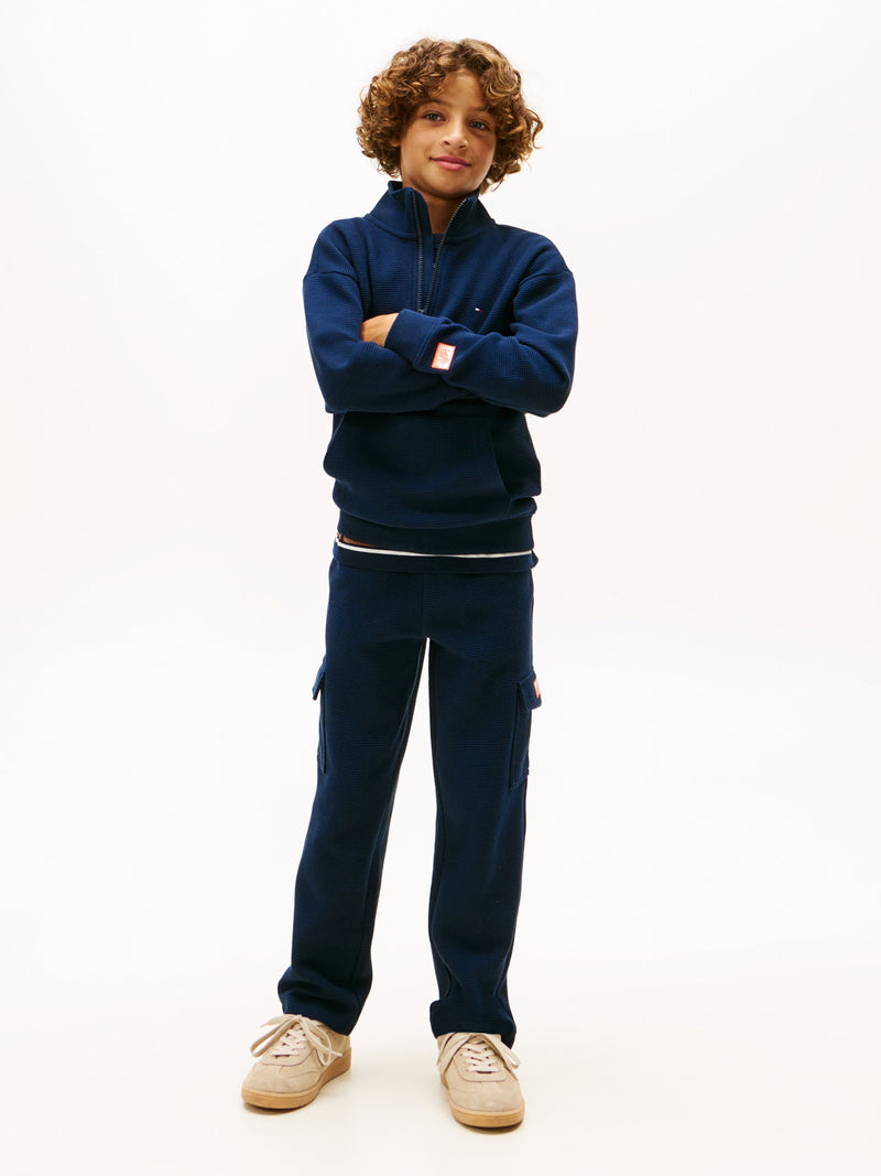 Kids Waffle Quarter-Zip Sweatshirt