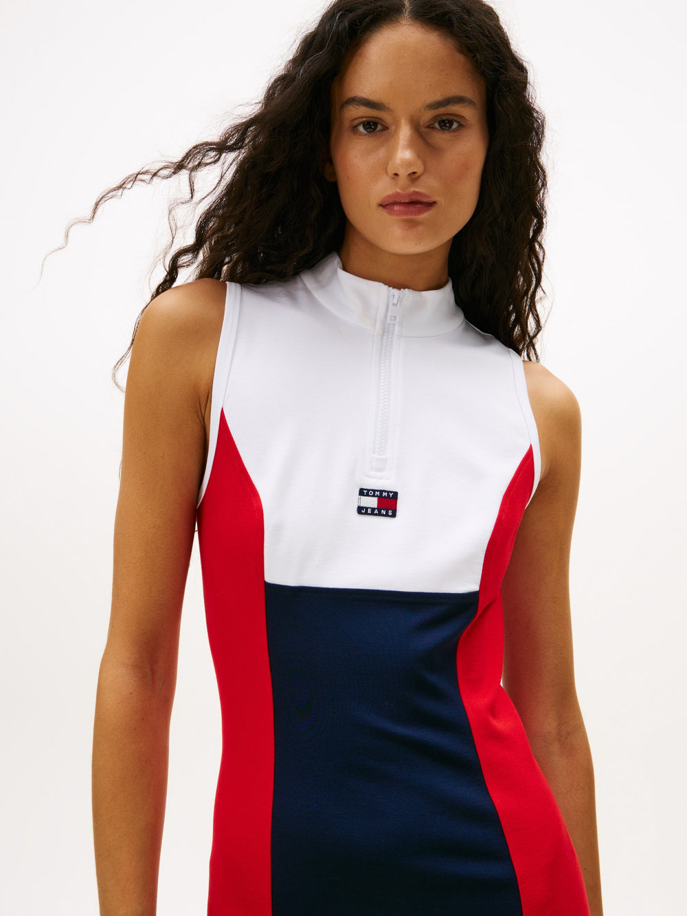 Sleeveless Color Block Viscose Bodycon Dress
