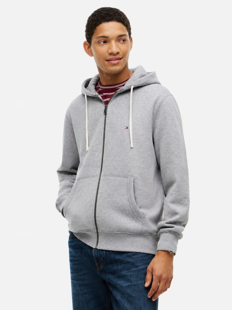 Zip Thru Solid Fleece Hoodie