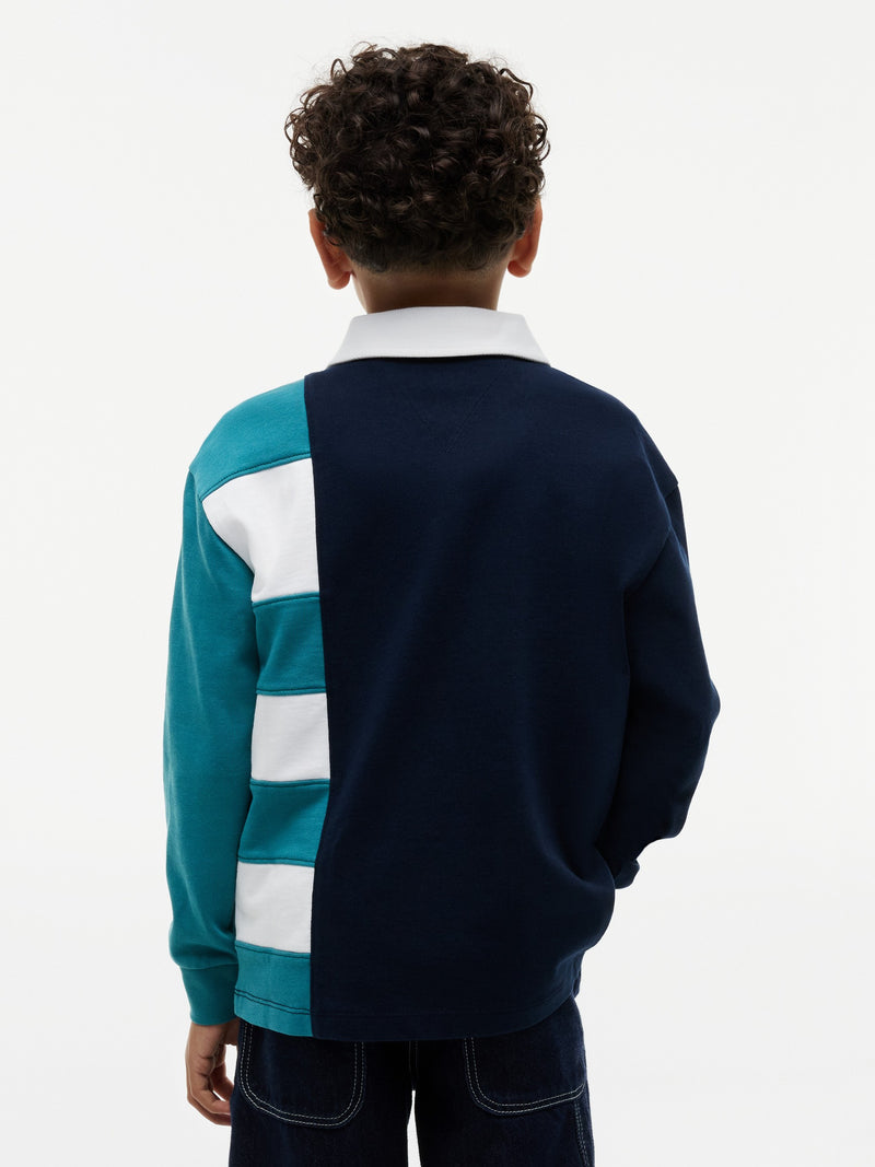 Kids Long-Sleeve Color Block Polo