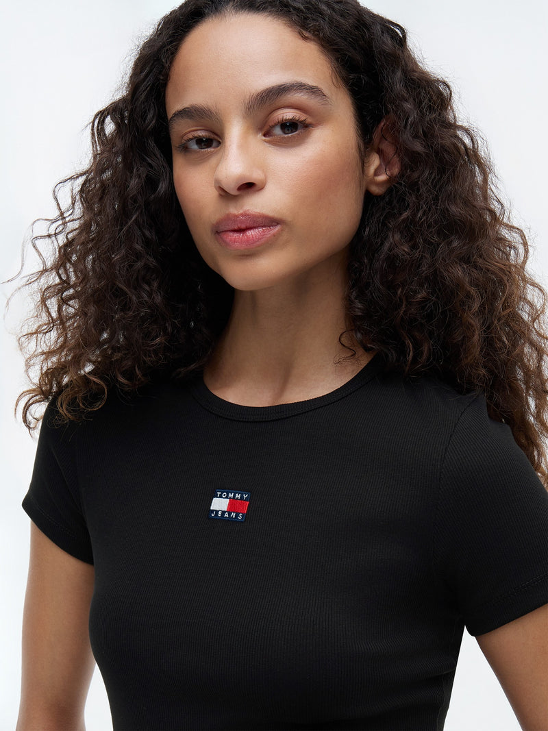 Solid Slim Fit Half Sleeve Ribbed T-Shirt