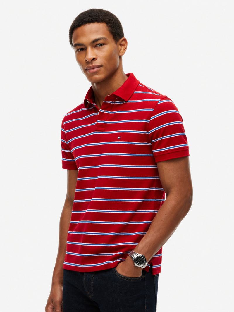 Regular Fit Striped Pique Polo