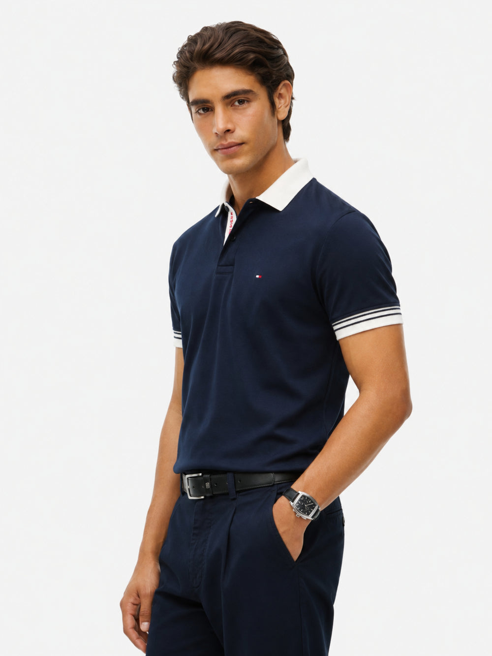 Regular Fit Contrast Collar Interlock Polo