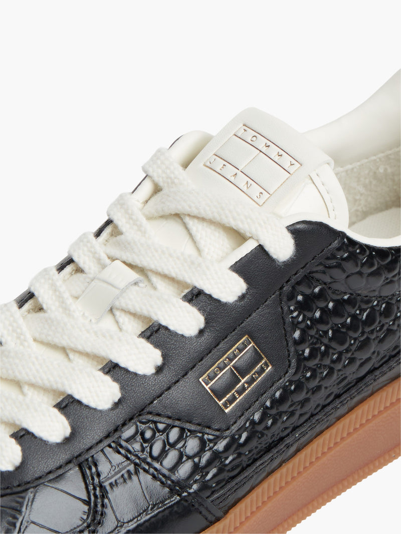 Women Croco Embossed Low Profile Sneaker