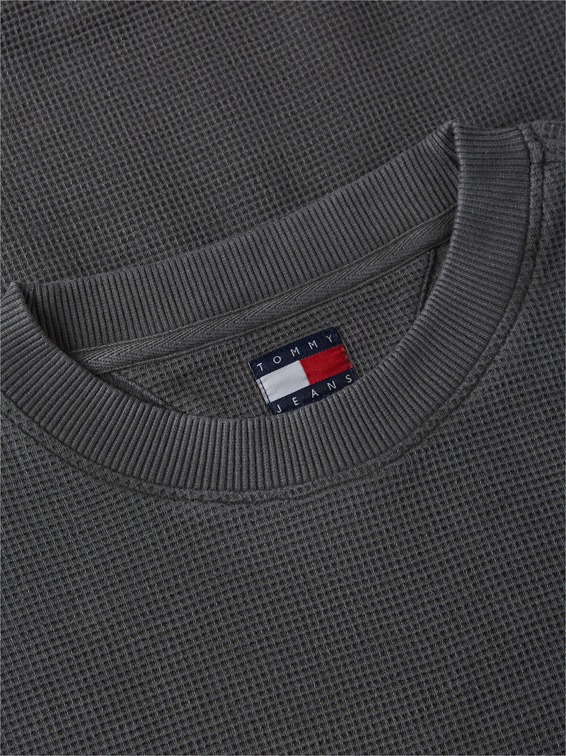 Relaxed Fit Waffle Crew Neck Sweatshirt