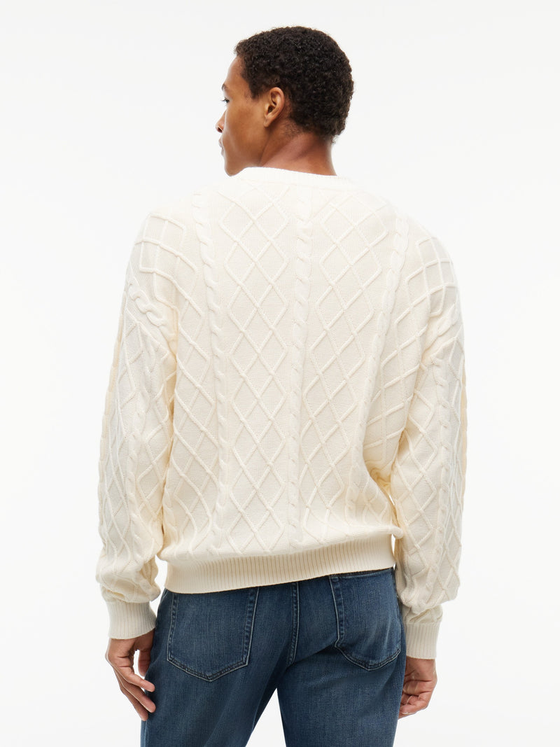 Relaxed Fit Badge Cable Knit Pullover